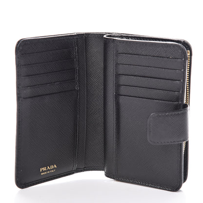 Prada Saffiano Compact Triangle Wallet Black 8 of 15