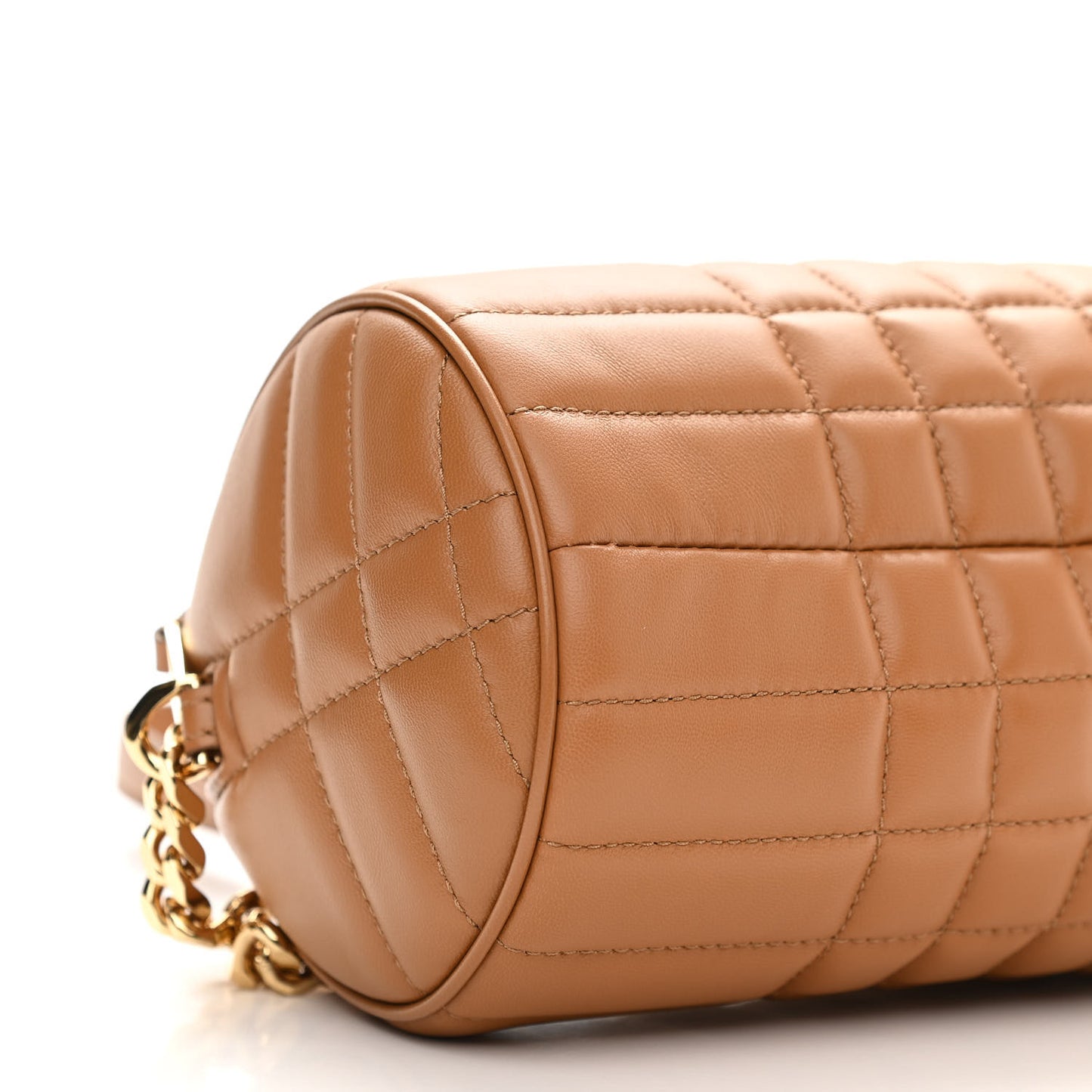 Lambskin Quilted Lola Barrel Bag Maple Brown