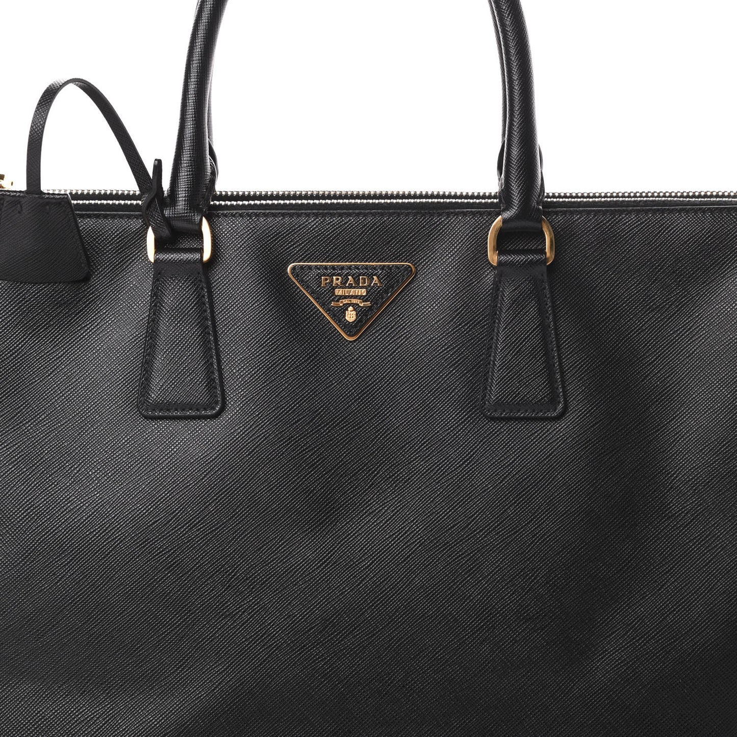Saffiano Medium Galleria Double Zip Tote Black