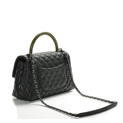 Chanel Caviar Lizard Quilted Small Coco Handle Flap Black 3 of 7