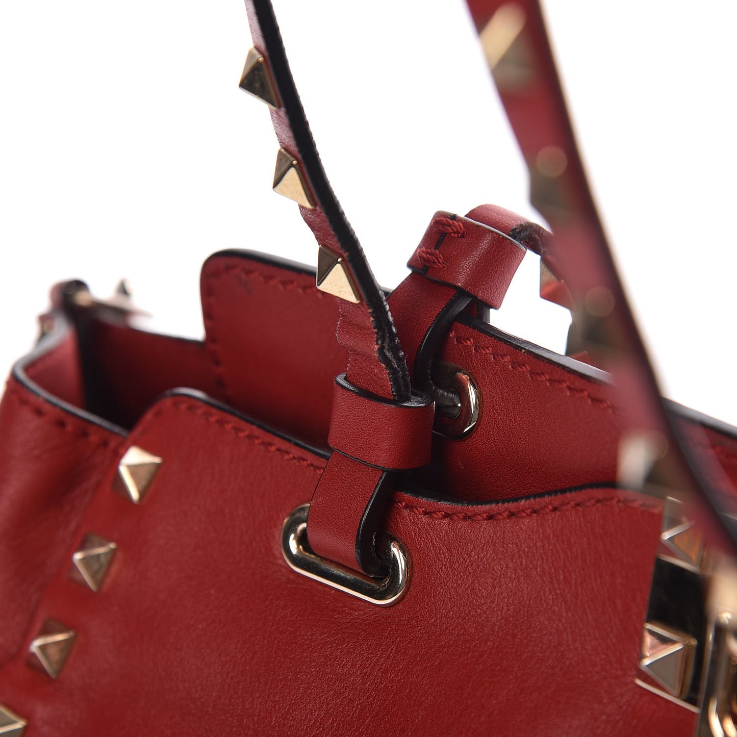 Vitello Small Rockstud Tote Rosso Valentino