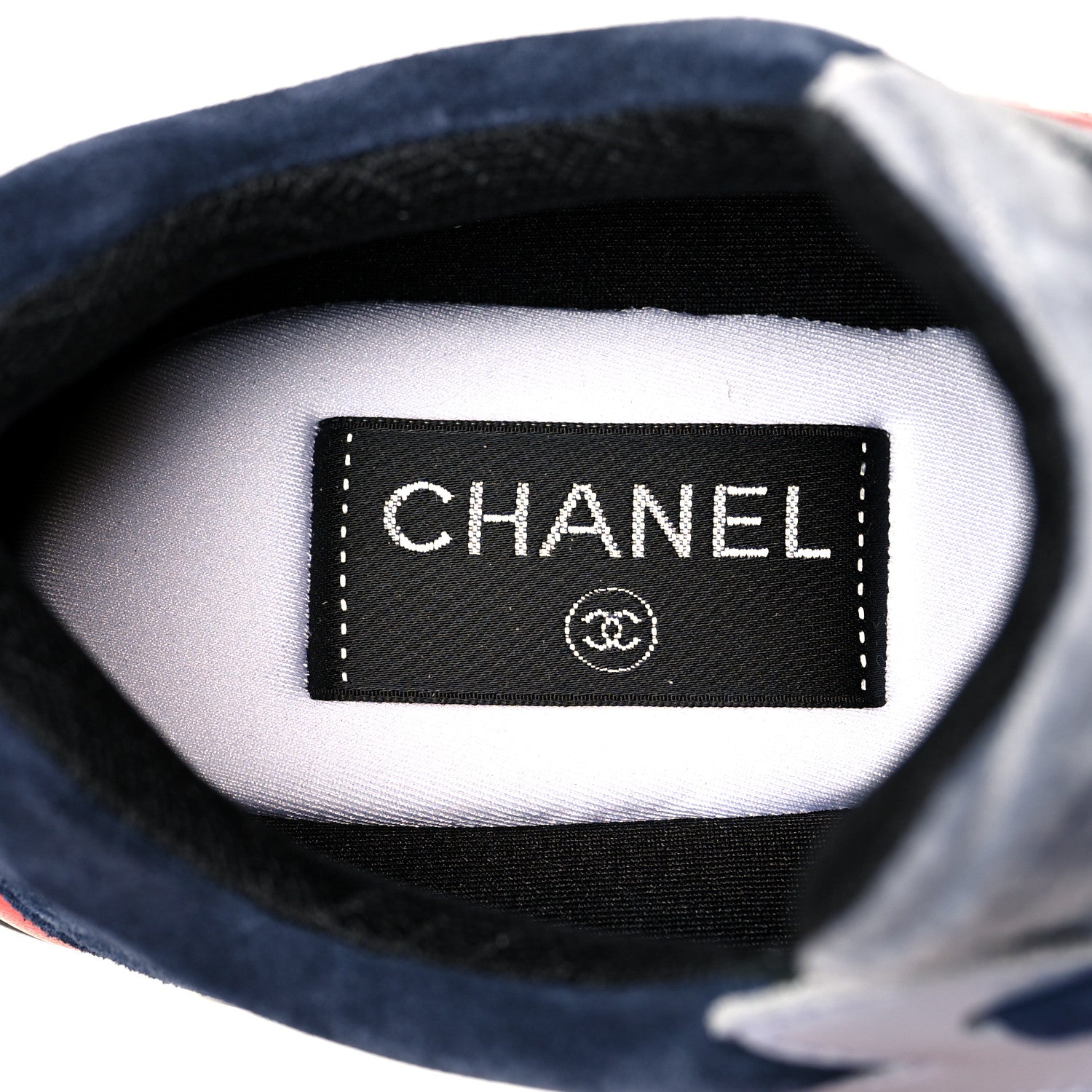 Chanel Suede Calfskin Womens CC Sneakers 37 Grey Red Blue 8 of 9