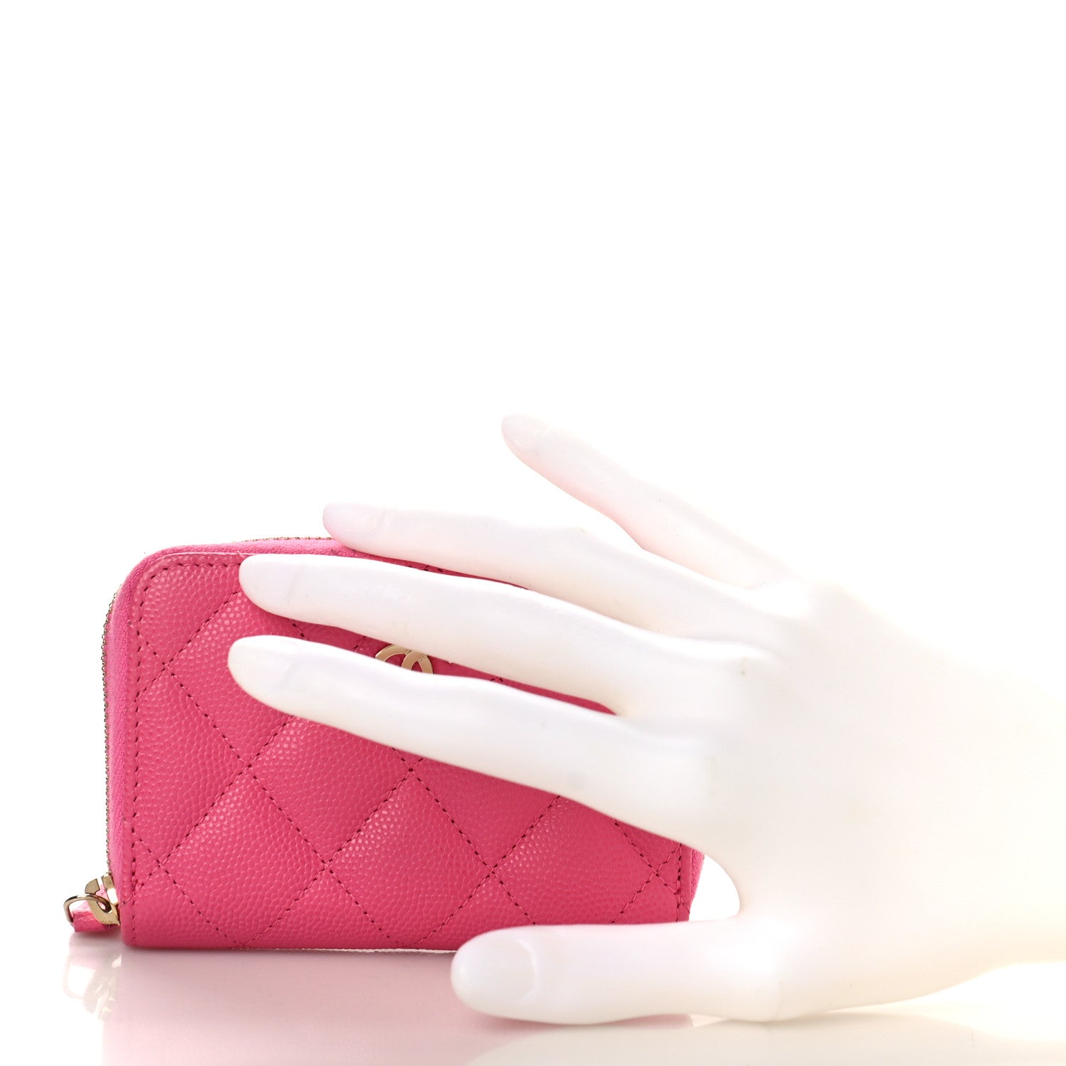 Chanel Caviar Quilted Zip Coin Purse Pink 2 of 10
