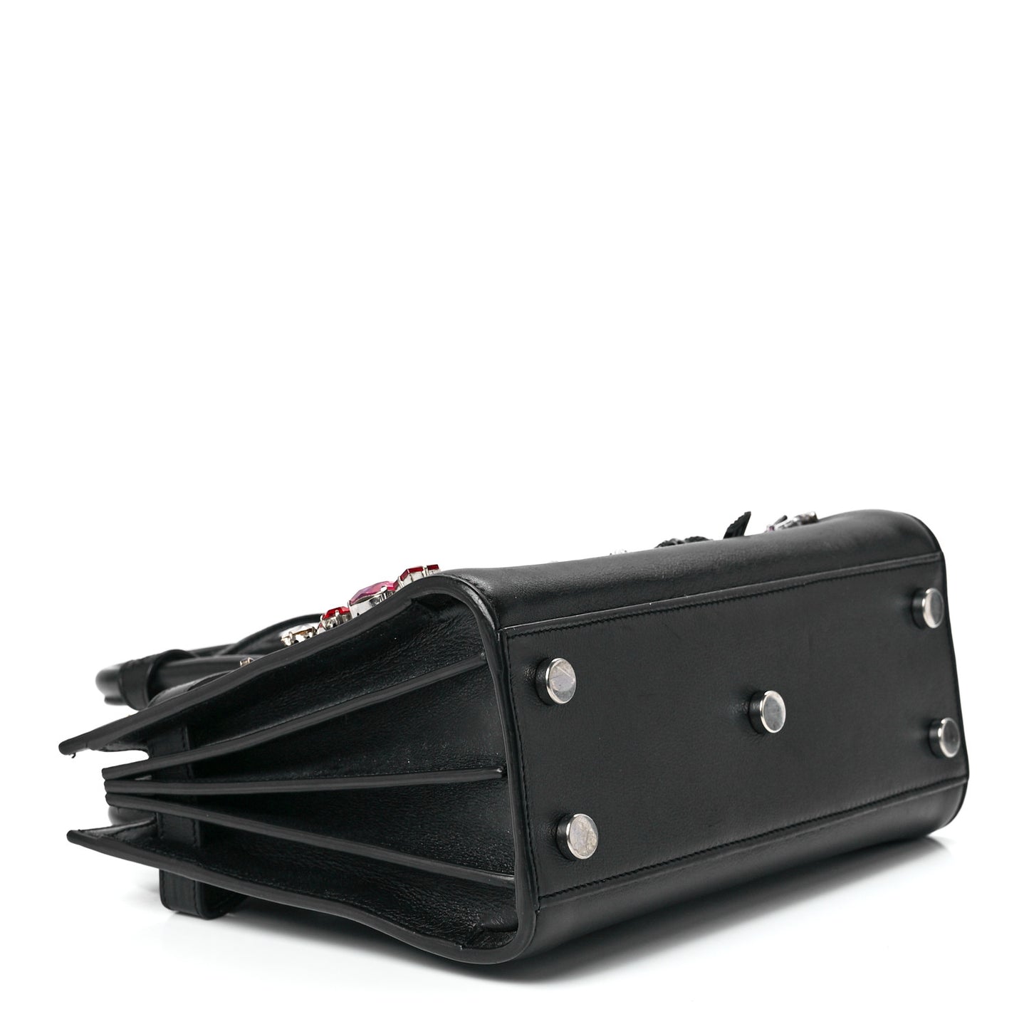 Calfskin Crystal Embellished Nano Sac de Jour Black