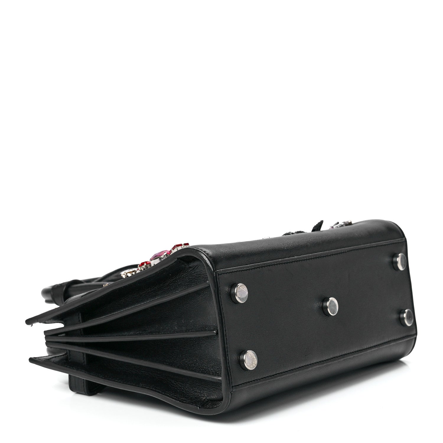 Saint Laurent Calfskin Crystal Embellished Nano Sac de Jour Black 4 of 12