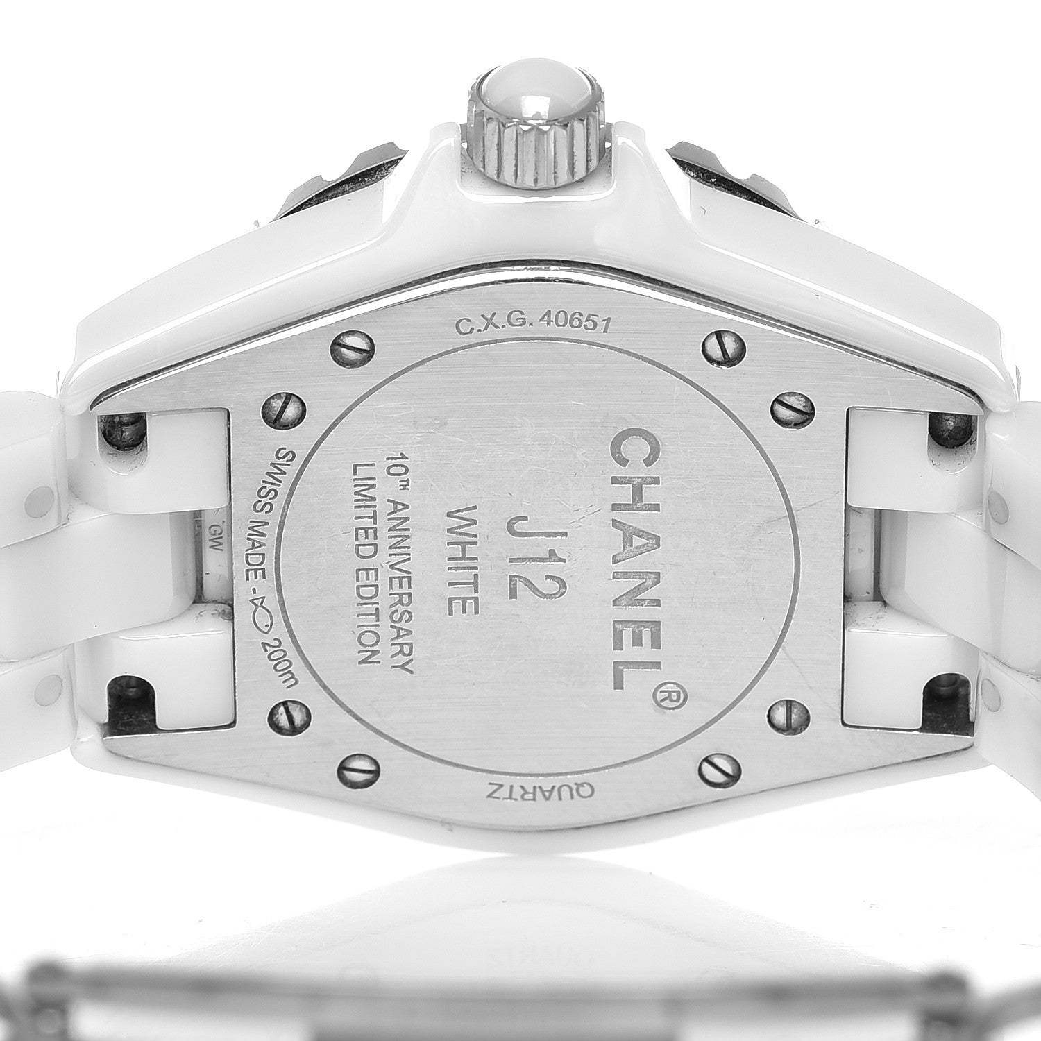Chanel Stainless Steel Ceramic 33mm 10th Anniversary J12 Phantom Quartz Watch White 5 of 8