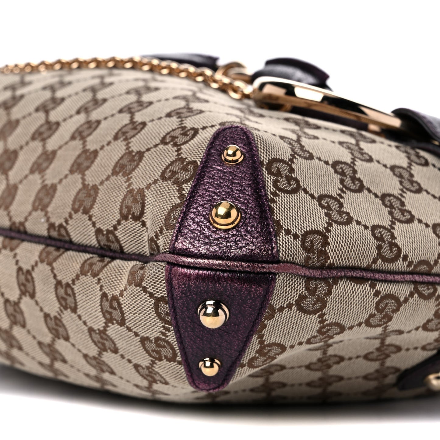 Metallic Monogram Horsebit Chain Hobo Purple