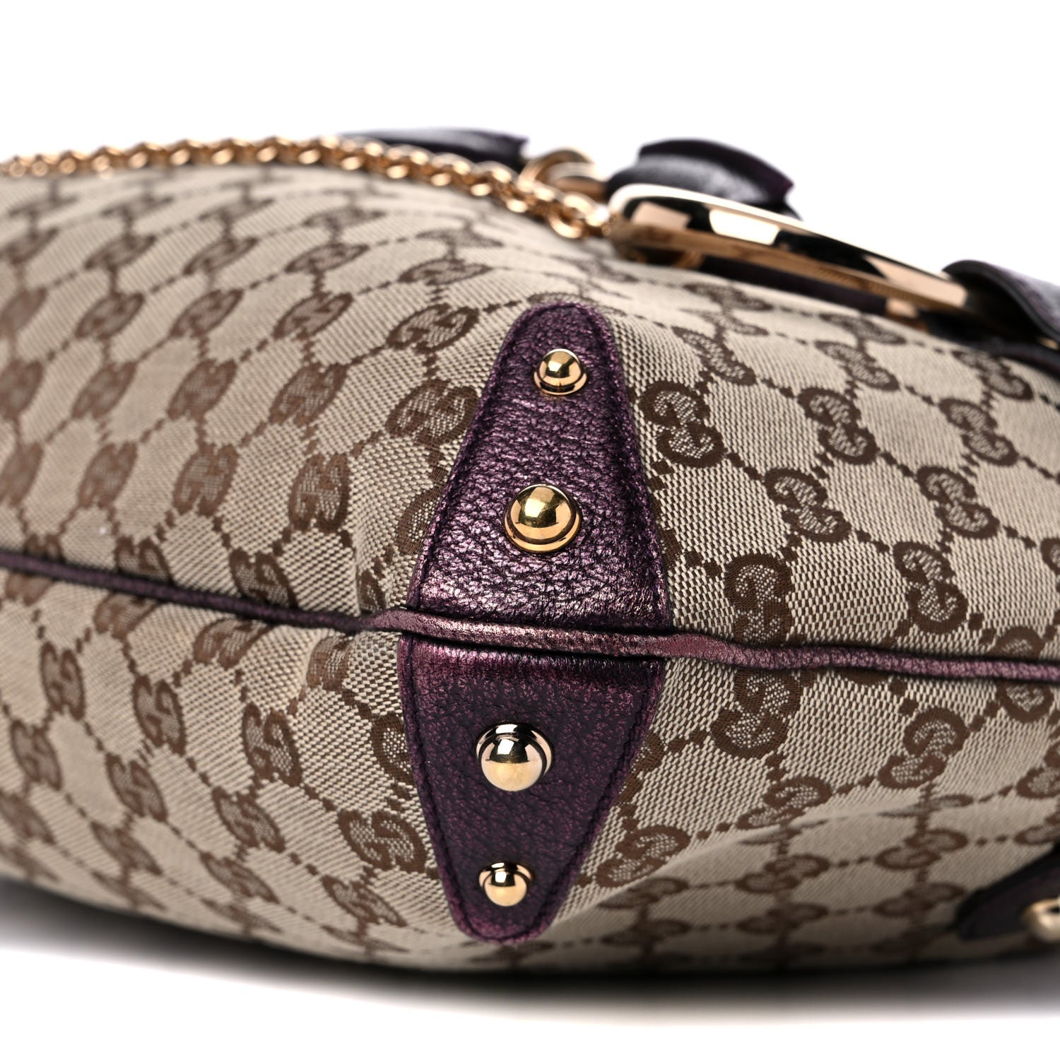 Gucci Metallic Monogram Horsebit Chain Hobo Purple 9 of 11
