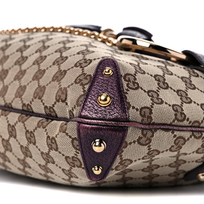 Gucci Metallic Monogram Horsebit Chain Hobo Purple 9 of 11