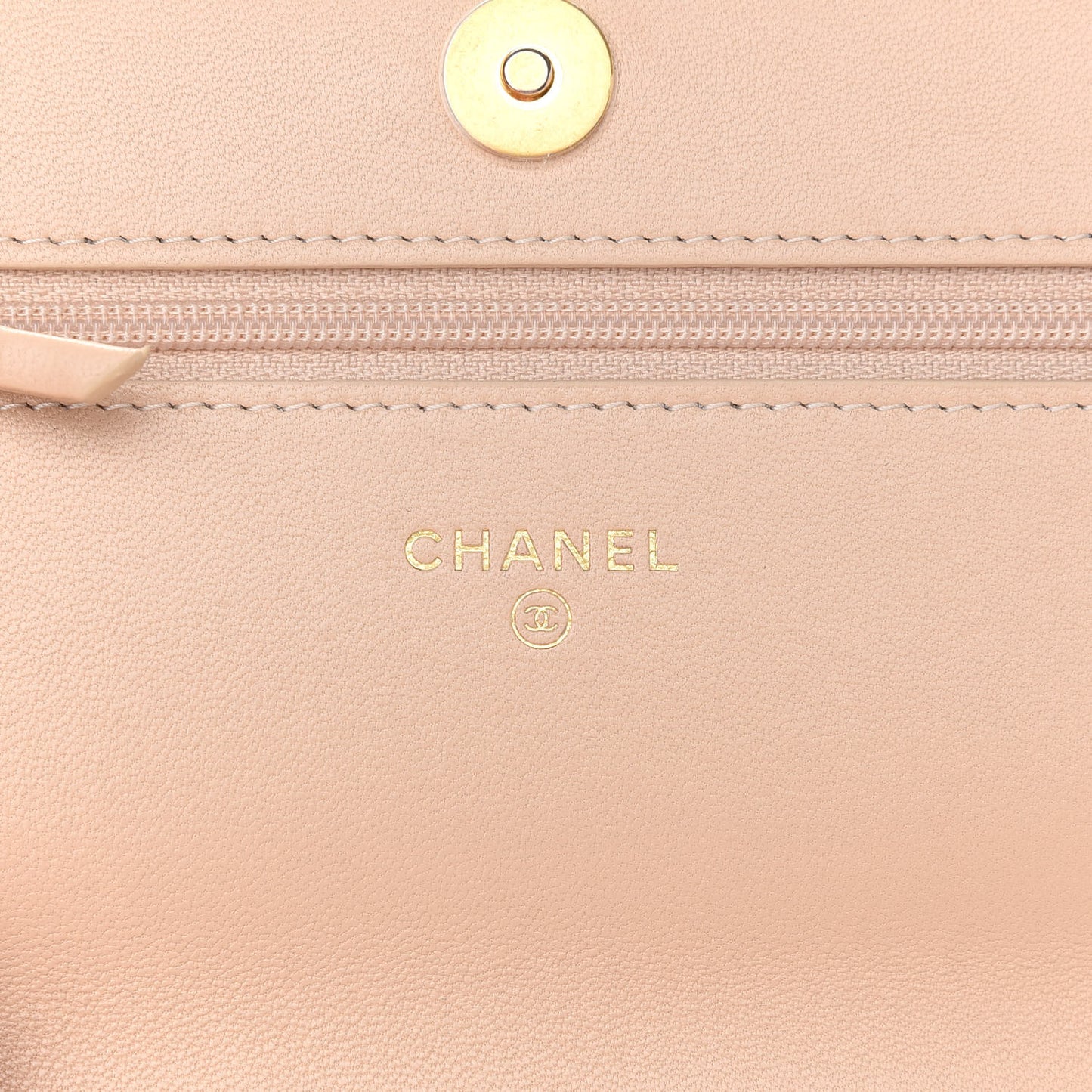 Lambskin Quilted Chanel 19 Wallet On Chain WOC Beige