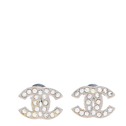 Chanel Crystal Mini Timeless CC Earrings Silver 1 of 3