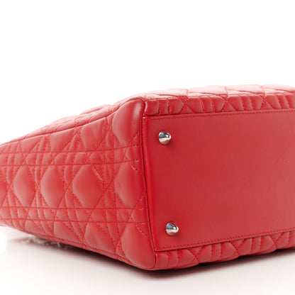 Christian Dior Lambskin Cannage Medium Lady Dior Red 9 of 11