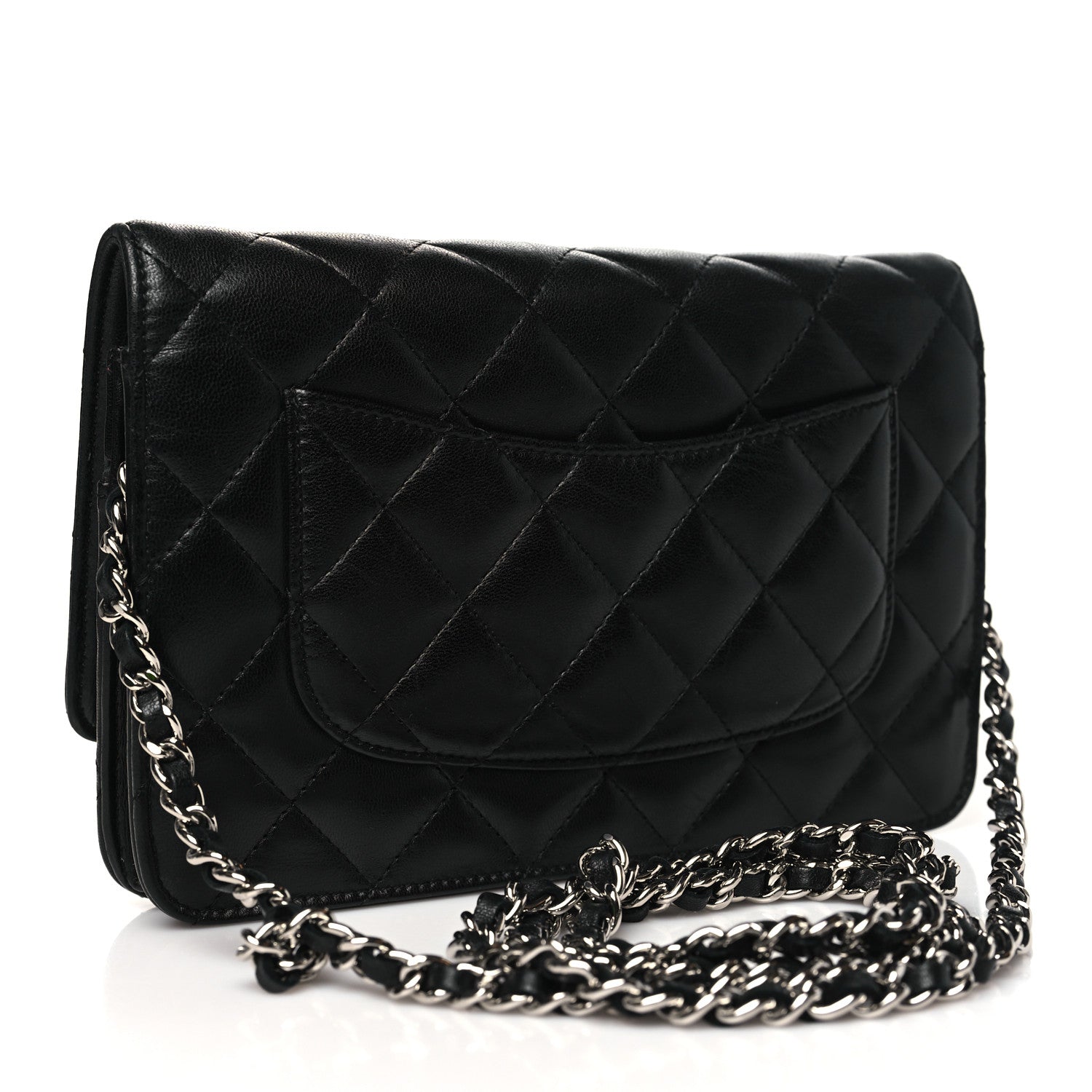 Chanel Lambskin Quilted Wallet On Chain WOC Black 3 of 12