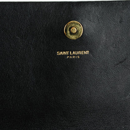 Saint Laurent Suede Cassandre Tassel Clutch Black 6 of 8
