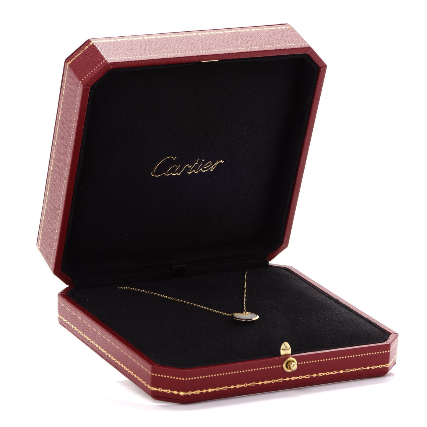 18K Yellow Gold Diamond Mother of Pearl XS Amulette de Cartier Pendant Necklace