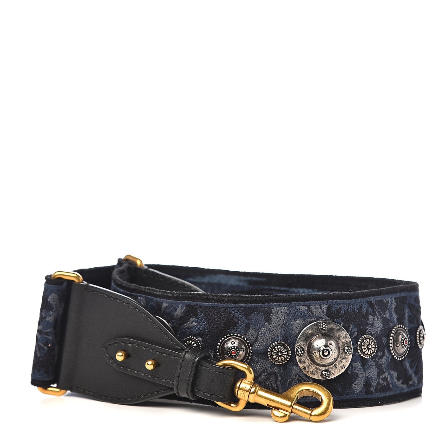 Canvas Embroidered Studded KaleiDiorscopic Adjustable Shoulder Strap Blue
