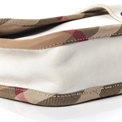 Burberry Calfskin Check Trim Shoulder Bag White 8 of 9