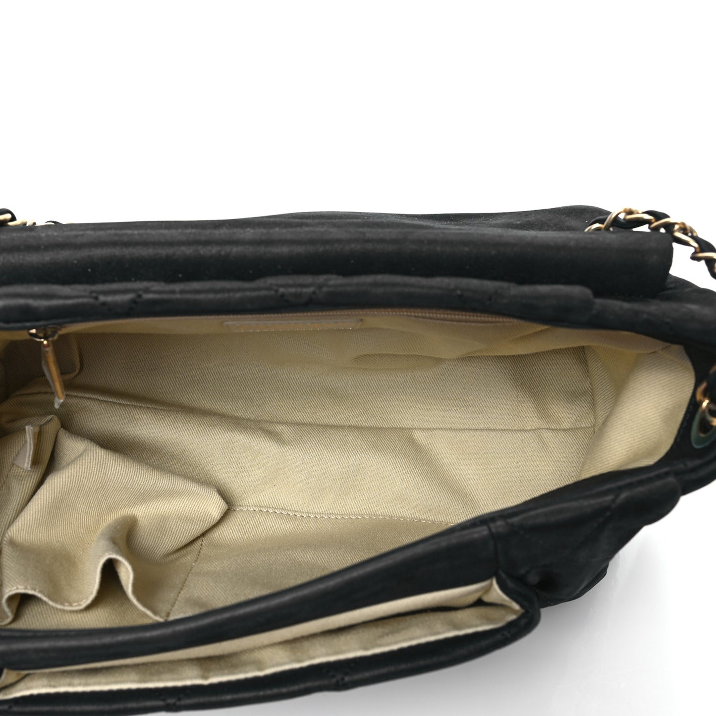Iridescent Calfskin Large Chic Quilt Flap Black