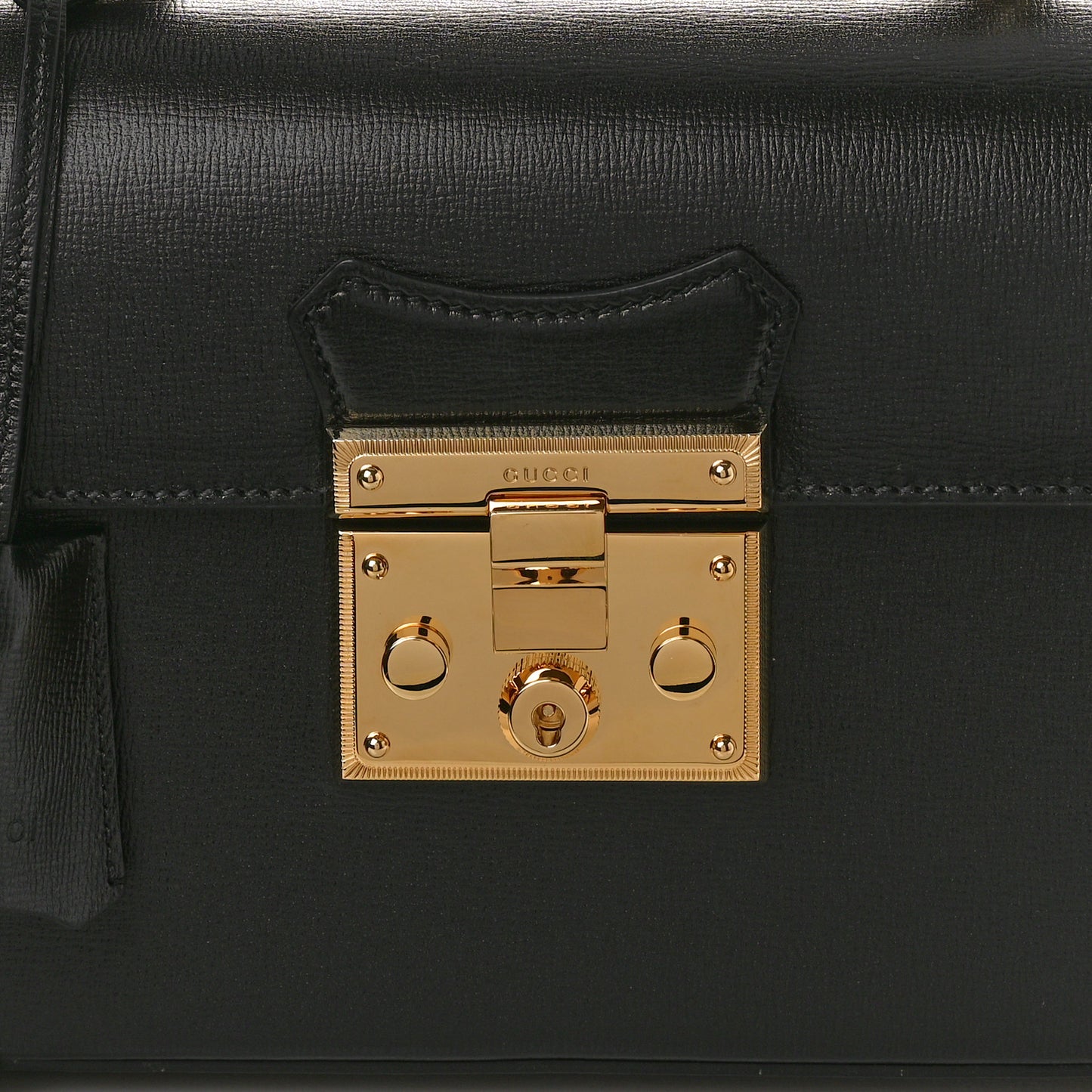 Calfskin Small Padlock Bamboo Shoulder Bag Black