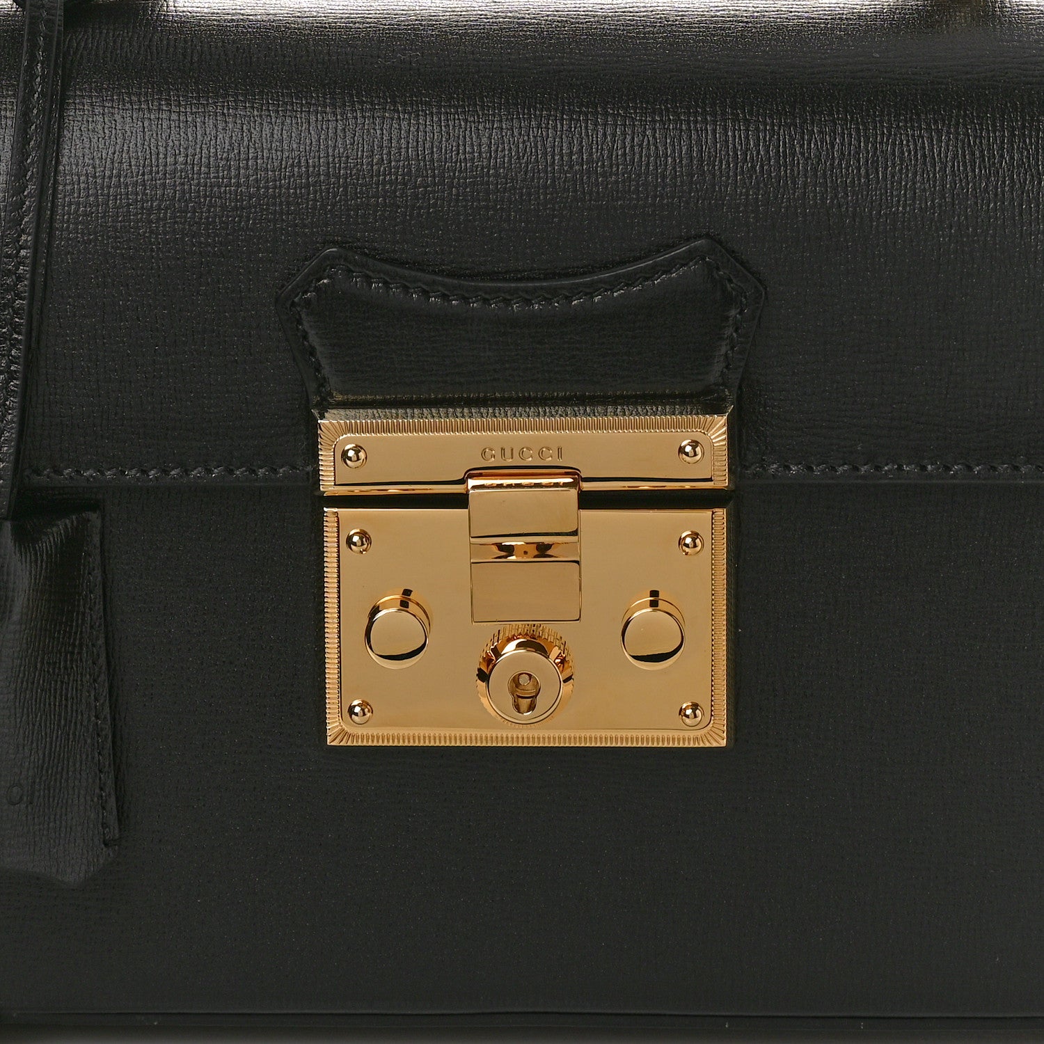 Gucci Calfskin Small Padlock Bamboo Shoulder Bag Black 8 of 10