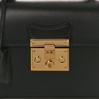 Gucci Calfskin Small Padlock Bamboo Shoulder Bag Black 8 of 10