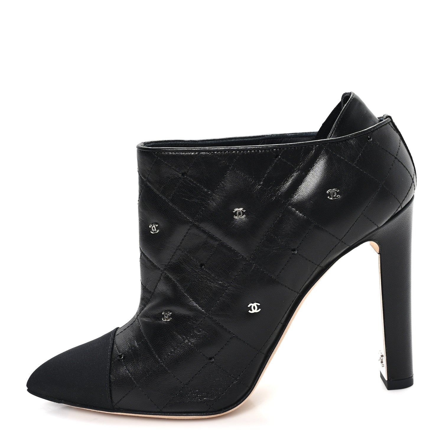 Chanel Lambskin Quilted CC Cap Toe Booties 38 Black 1 of 10