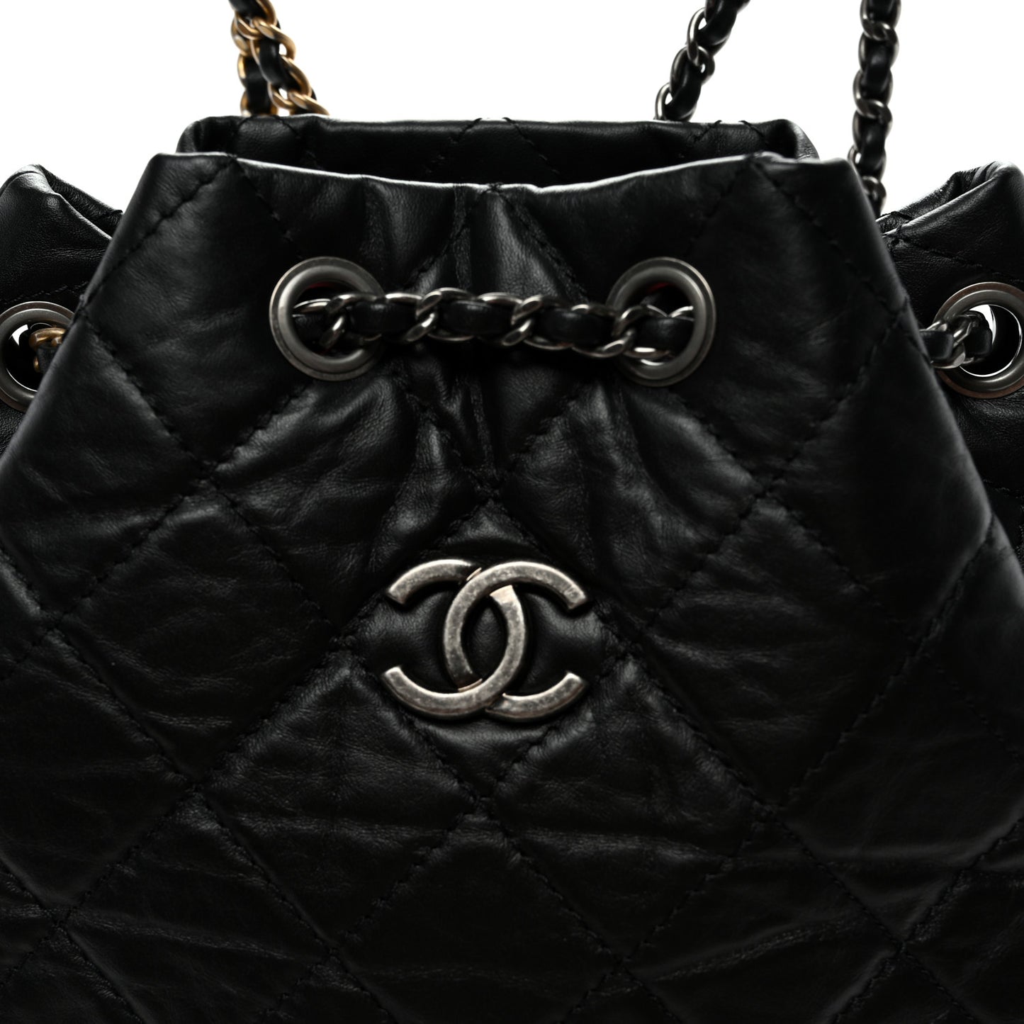 Aged Calfskin Quilted Small Gabrielle Backpack Black
