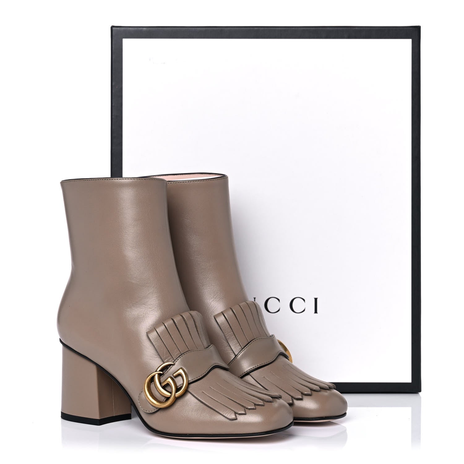 Gucci Malaga Kid GG Marmont Fringe 75mm Ankle Boots 37 Mud 9 of 9