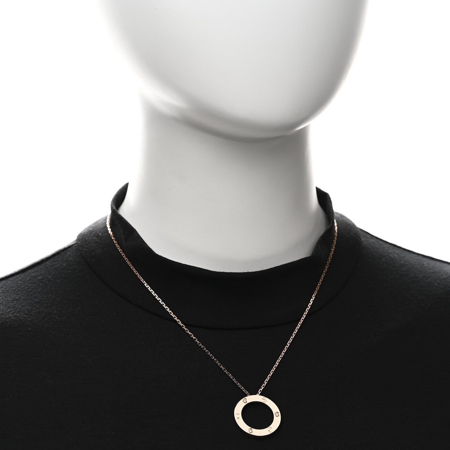 Cartier 18K Pink Gold 3 Diamonds LOVE Pendant Necklace 2 of 7