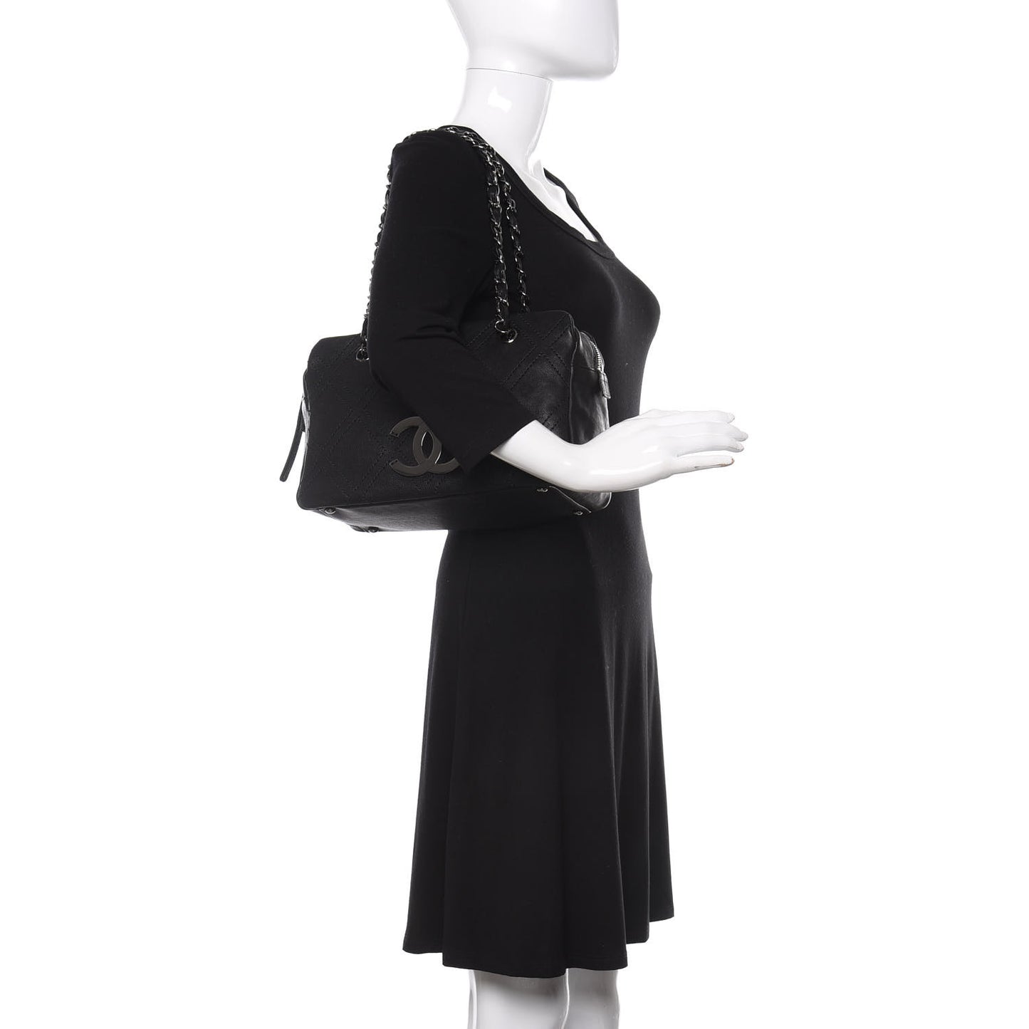 Calfskin Diamond Stitch Tote Black