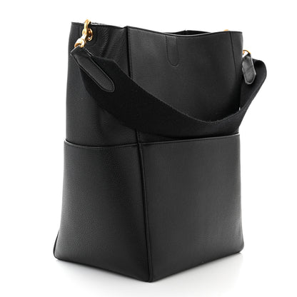 Celine Soft Grained Calfskin Sangle Bucket Bag Navy Blue 3 of 8