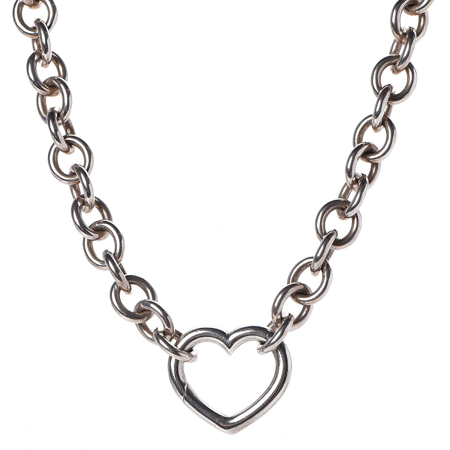 Tiffany Sterling Silver Heart Clasp Choker Necklace 1 of 7