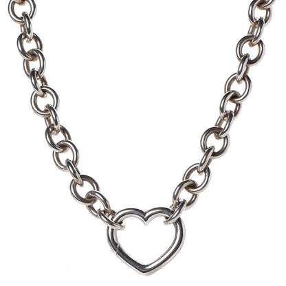 Tiffany Sterling Silver Heart Clasp Choker Necklace 1 of 7