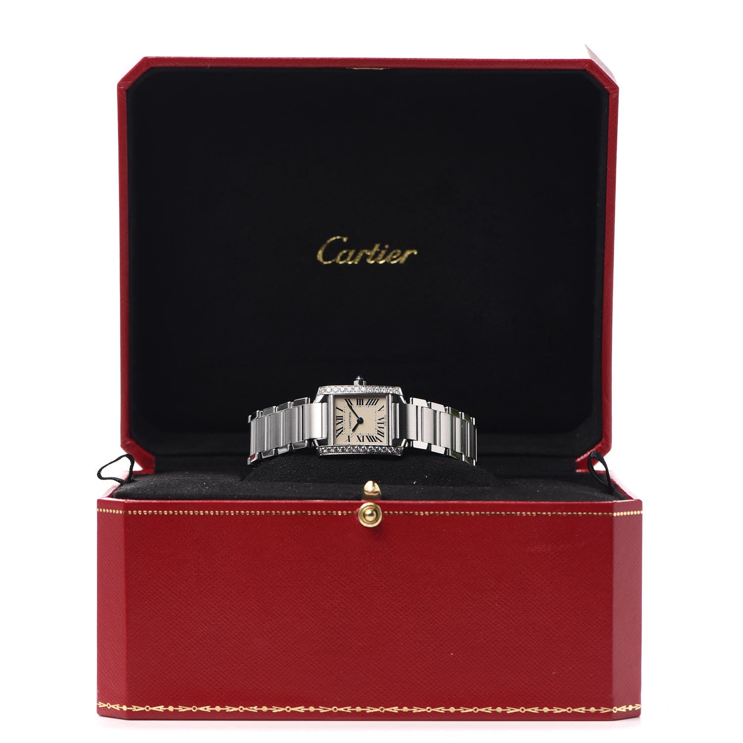 Cartier Stainless Steel Diamond Bezel 20mm Tank Francaise Quartz Watch 6 of 6