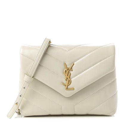 Saint Laurent Calfskin Y Quilted Monogram Toy Loulou Crossbody Bag Ivory 1 of 11