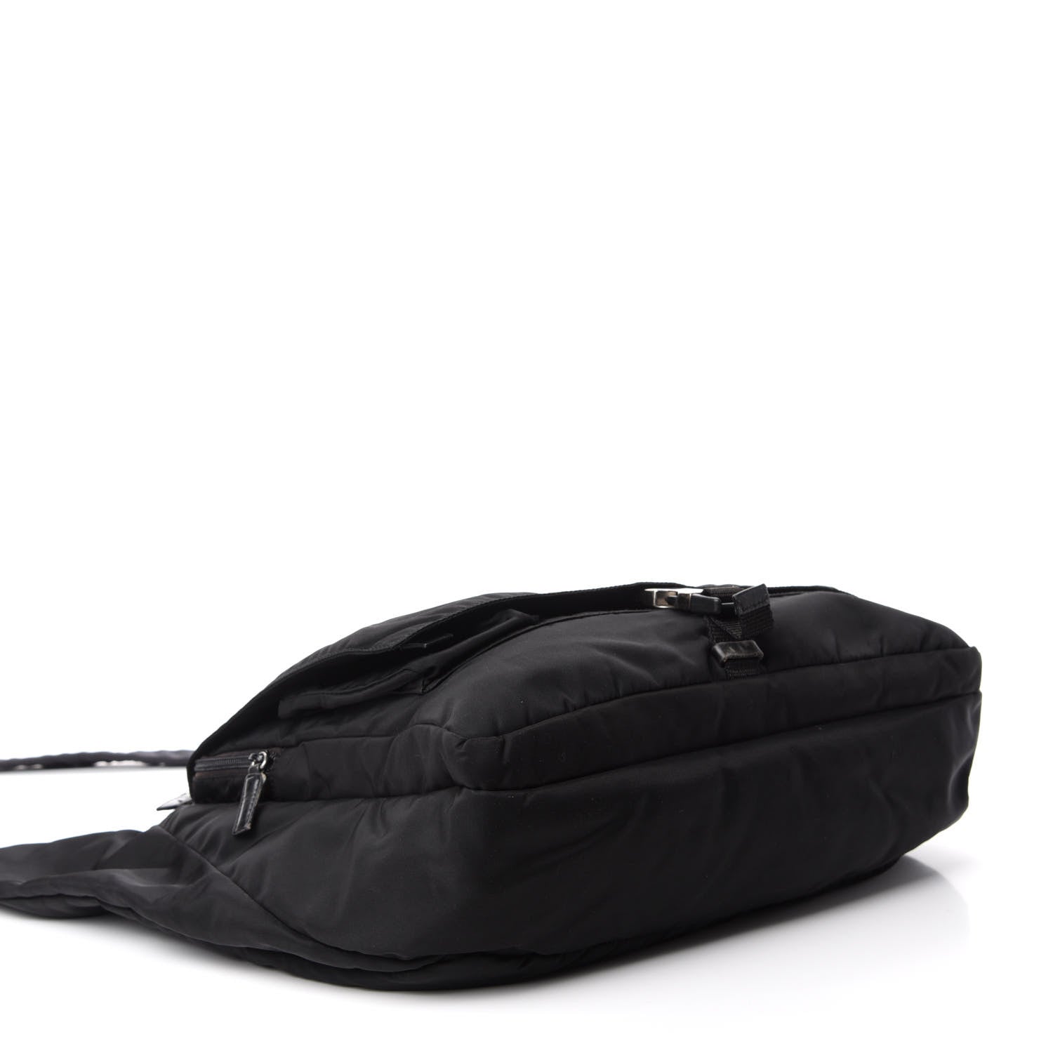 Prada Tessuto Nylon Saffiano Messenger Satchel Black 4 of 13