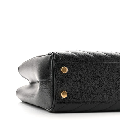 Saint Laurent Grain De Poudre Matelasse Chevron Monogram Shopping Bag Black 6 of 11