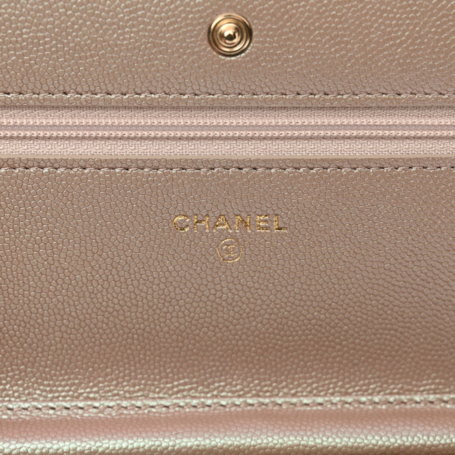 Chanel Iridescent Caviar Quilted Wallet on Chain WOC Beige 6 of 11