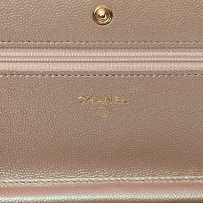 Chanel Iridescent Caviar Quilted Wallet on Chain WOC Beige 6 of 11