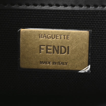 Fendi Canvas Vitello King Extra Strap FF Embroidered Baguette Black 6 of 9