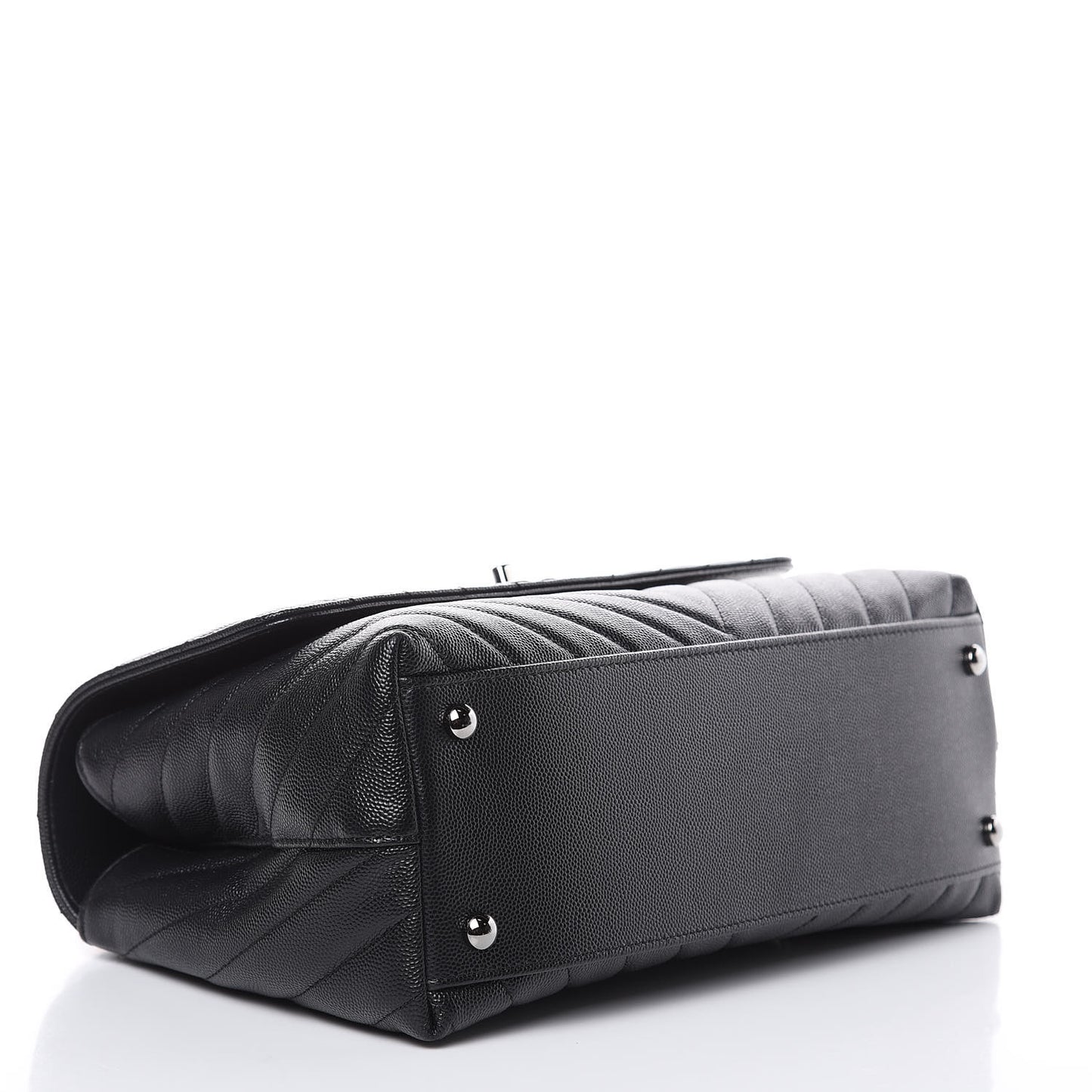 Caviar Chevron Quilted Small Coco Handle Flap Black