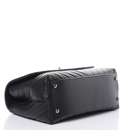Chanel Caviar Chevron Quilted Small Coco Handle Flap Black 4 of 10