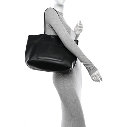 Prada City Calf Front Pocket Large Shopping Tote Black 2 of 13