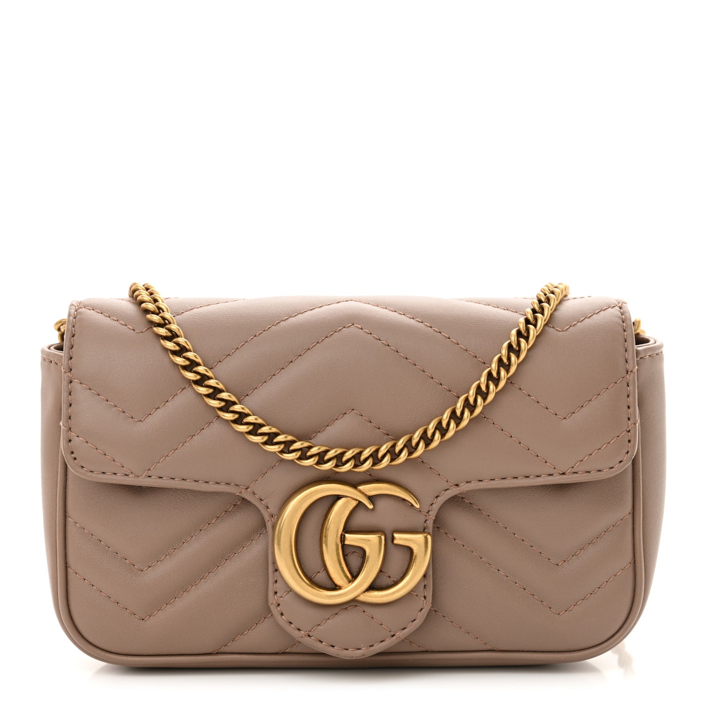 Calfskin Matelasse Super Mini GG Marmont Shoulder Bag Porcelain Rose