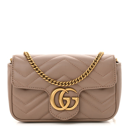 Gucci Calfskin Matelasse Super Mini GG Marmont Shoulder Bag Porcelain Rose 1 of 11