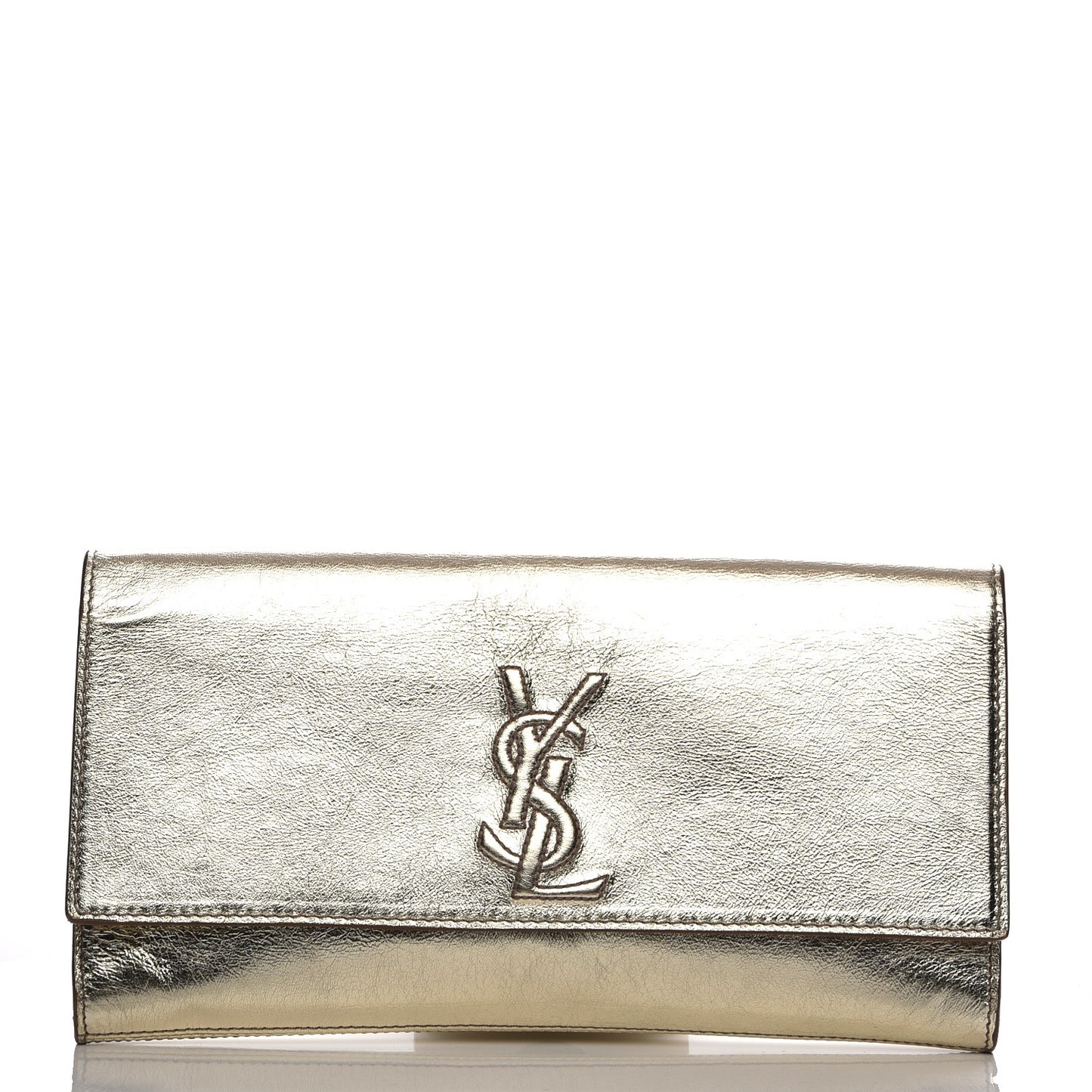 Metallic Textured Calfskin Small Belle De Jour Clutch Light Gold