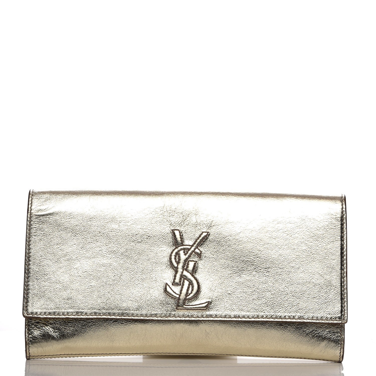 Saint Laurent Metallic Textured Calfskin Small Belle De Jour Clutch Light Gold 1 of 7