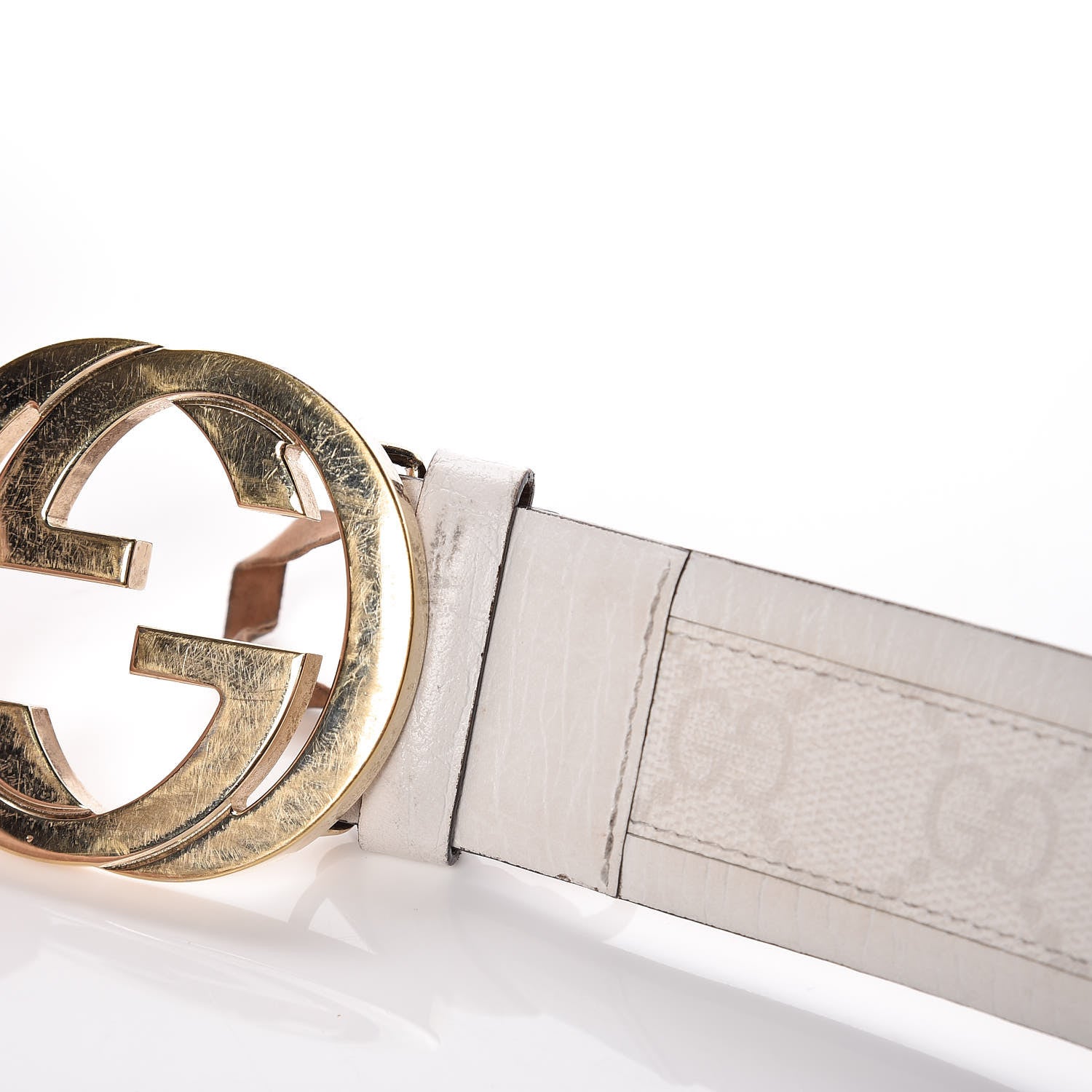 Gucci GG Plus Monogram Calfskin Interlocking G 40mm Belt 95 38 White 12 of 16
