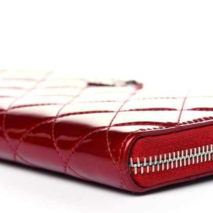 Chanel Patent Quilted Brilliant Zip Around Wallet Red 10 of 12