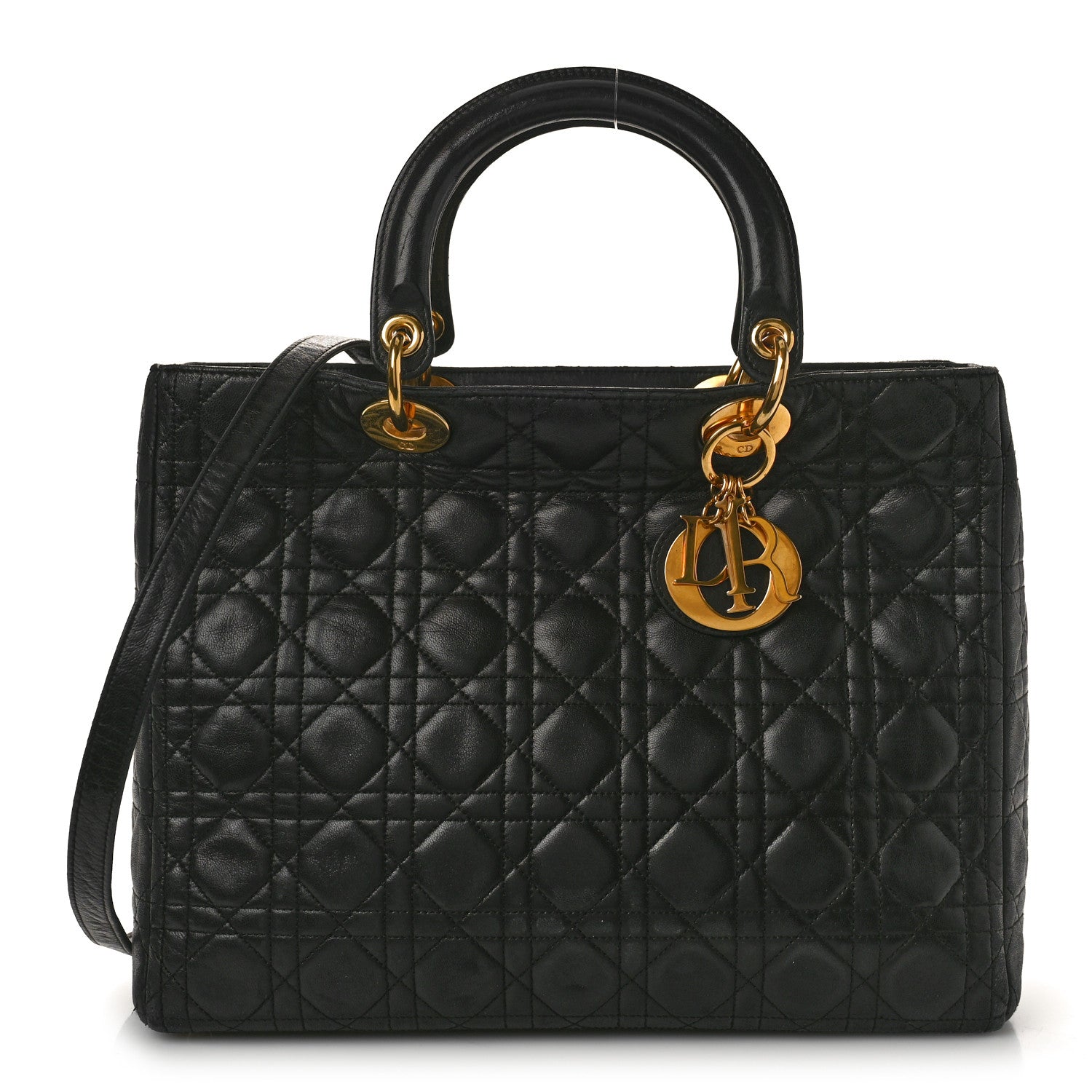 Christian Dior Lambskin Cannage Large Lady Dior Black 1 of 16